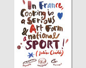 ... Kitchen art - Watercolor typographic poster - Home decor - French food