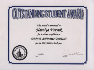 Outstanding Student Award Certificates