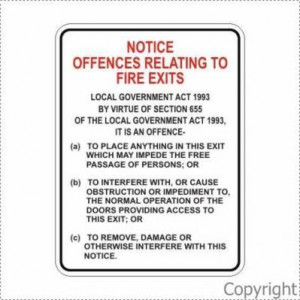 Notice Offences Relating To Fire Exits Sign by WILCOX SAFETY & SIGNS ...