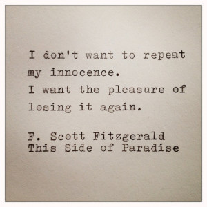 Fitzgerald This Side of Paradise Quote Typed on Typewriter and Framed