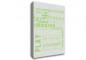 ... details for Home Quote Family Rules Be Happy Love Always Lime Green