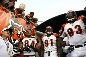 84 Robert Geathers 91 and Rashad Jeanty 93 of the Cincinnati Bengals ...