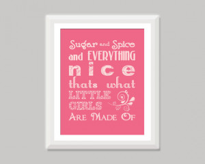 Sugar and Spice Quote Wall Art, Baby Word Art, Baby Girl Nursery Art ...