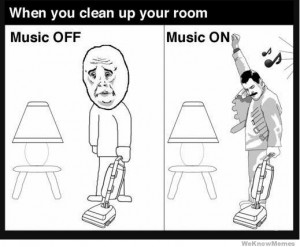 When you clean up your room music off vs music on