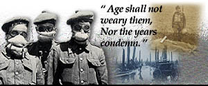 ... collage with quote 'Age shall not weary them, Nor the years condemn