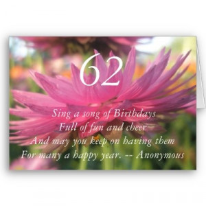 62nd Birthday Pink Paper Daisy Quote Card AU $4.45 #greetingcard