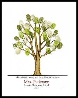 Teacher Appreciation Thumbprint & Fingerprint Guest Book / Tree