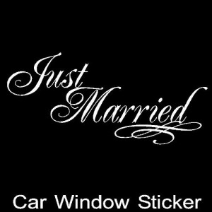 Just Married vinyl lettering car window sticker decal decor art quote