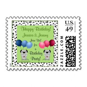 Fraternal Twin Personalized Green Birthday Postage