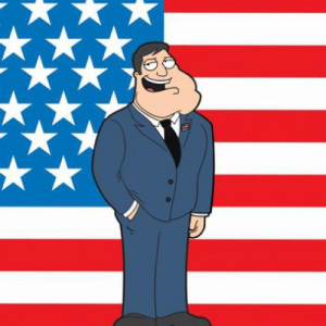 Stan Smith in front of the U.S. Flag on American Dad.