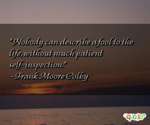 ... describe a fool to the life , without much patient self - inspection