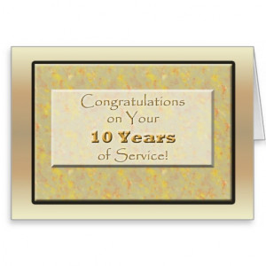 Employee 10 Years of Service or Anniversary Greeting Card