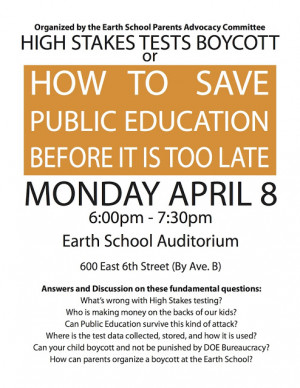 ... Stakes Testing Meeting: April 8th Parent Meeting at The Earth School