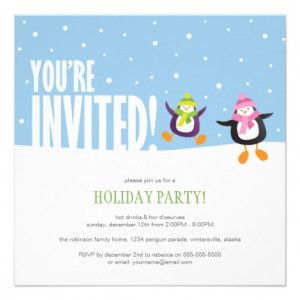 Cute Festive Penguin | Holiday Party Invitation from Zazzle.com