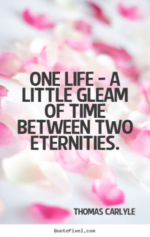 ... One life - a little gleam of time between two eternities. - Life quote