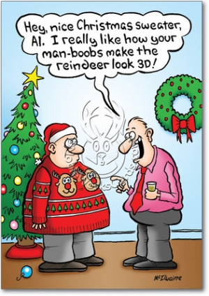 Man Boobs 3D Reindeer Funny Pic Christmas Paper Card Nobleworks