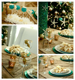 cheerful blend of rich gold and zingy teal at work in this fun holiday ...