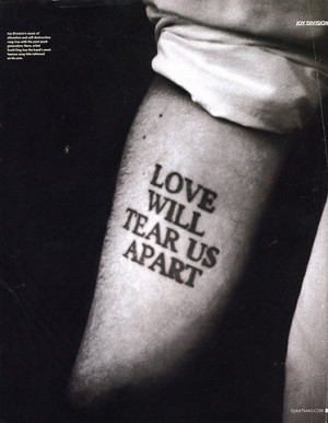 black and white, ian curtis, joy division, love, quote, tattoo