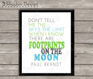 PRINTABLE Footprints On The Moon Quote Wall Art - Nursery - Childrens ...