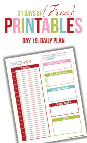 Daily Planner Printable (Day 19)