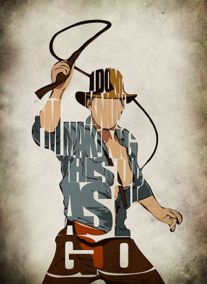 Indiana Jones Print - Harrison Ford Minimalist Illustration Typography ...