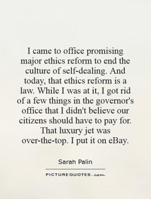 came to office promising major ethics reform to end the culture of ...