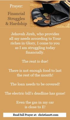 Prayer: Financial Struggles and Hardship .. Ecclesiastes 7:14 When ...