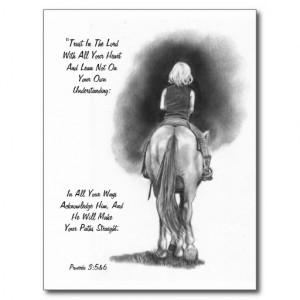 Girl On Horse, Pencil Art: Bible Verse: Proverbs Postcard