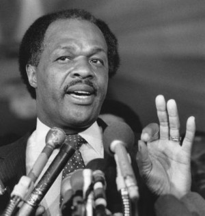 DC Mayor Marion Barry holds a press conference