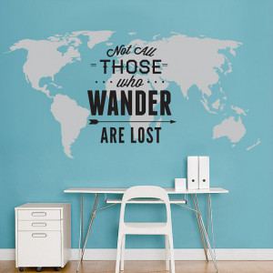 World Map with Travel Quote - Typographic Map - Not All Those Who ...