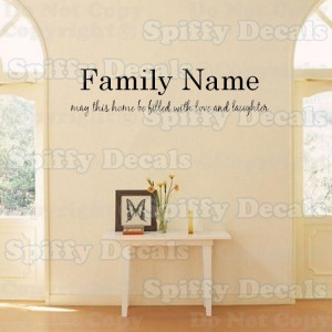 PERSONALIZED FAMILY NAME LOVE QUOTE Vinyl Wall Decal