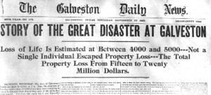 1900 Storm, Photograph of Galveston Daily News for Sept. 13, 1900