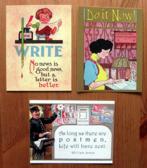 Notecards Zesty French postman with quote set of 3 by MissiveMaven
