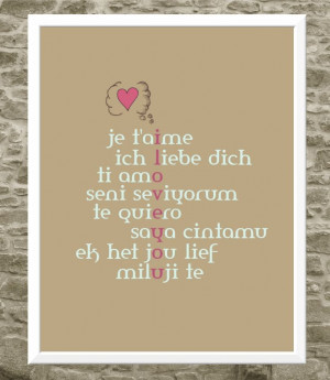 Powerful words in any language: I love you. Typography print of this ...