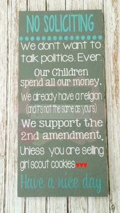 No Soliciting Sign by SMRMBoutique on Etsy, $30.00 More