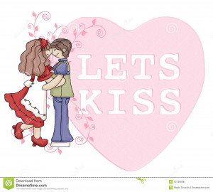 lovely design of valentine candy saying Lets Kiss. Designed in pink ...