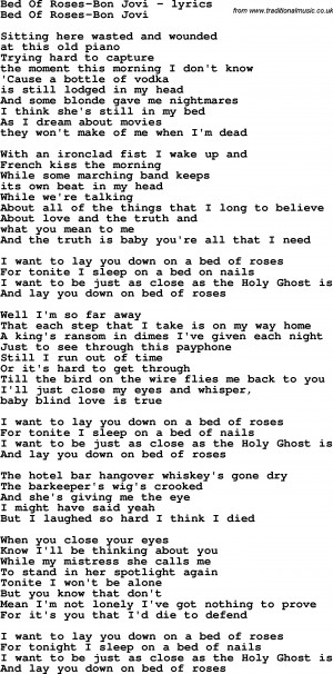Bon Jovi Bed Roses With Lyrics