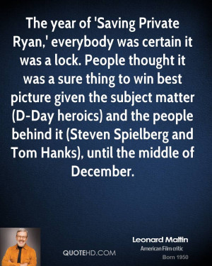 The year of 'Saving Private Ryan,' everybody was certain it was a lock ...
