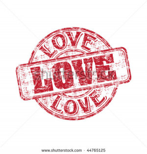 Red grunge rubber stamp with the word love written inside the stamp ...