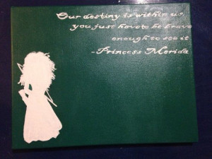 Princess Merida Brave quote and silhouette painting by handmadedoodads