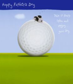 Cute Contemporary Father's Day Greeting Card - Dog with Golf Ball