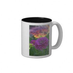 Colorful Purple zinnia orange flowers quote Two-Tone Coffee Mug