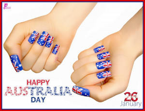 Happy Australia Day Flag On Girl Nails Australia Punchy Wishes and ...