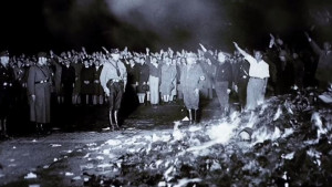 Nazi book-burning incident during the 1930s. (screen capture: YouTube ...