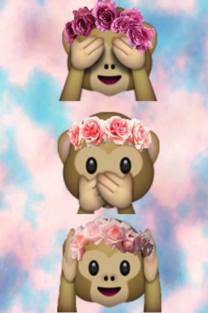 Cute monkey emoji wit flower head band
