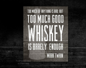 Good Whiskey Bar Decor Art Print Typography - Brick Distressed Black ...