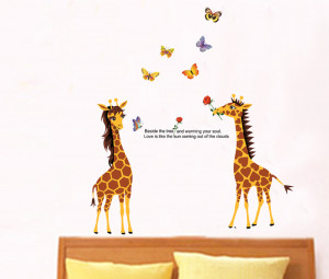 June 2014 New Arrival Cute Giraffe Couple with Quotes Vinyl Wall ...