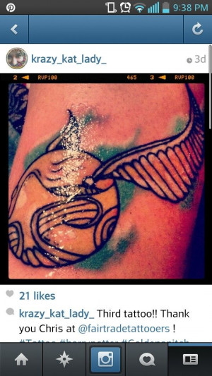 Harry Potter Tattoo! Golden Snitch! Instagram: @krazy_kat_lady_
