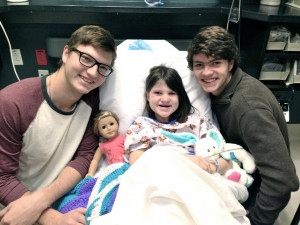 Reed and Cole with Mia in the Hospital