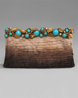 Gorgeous Valentino clutch with turquoise closure edging and textured ...